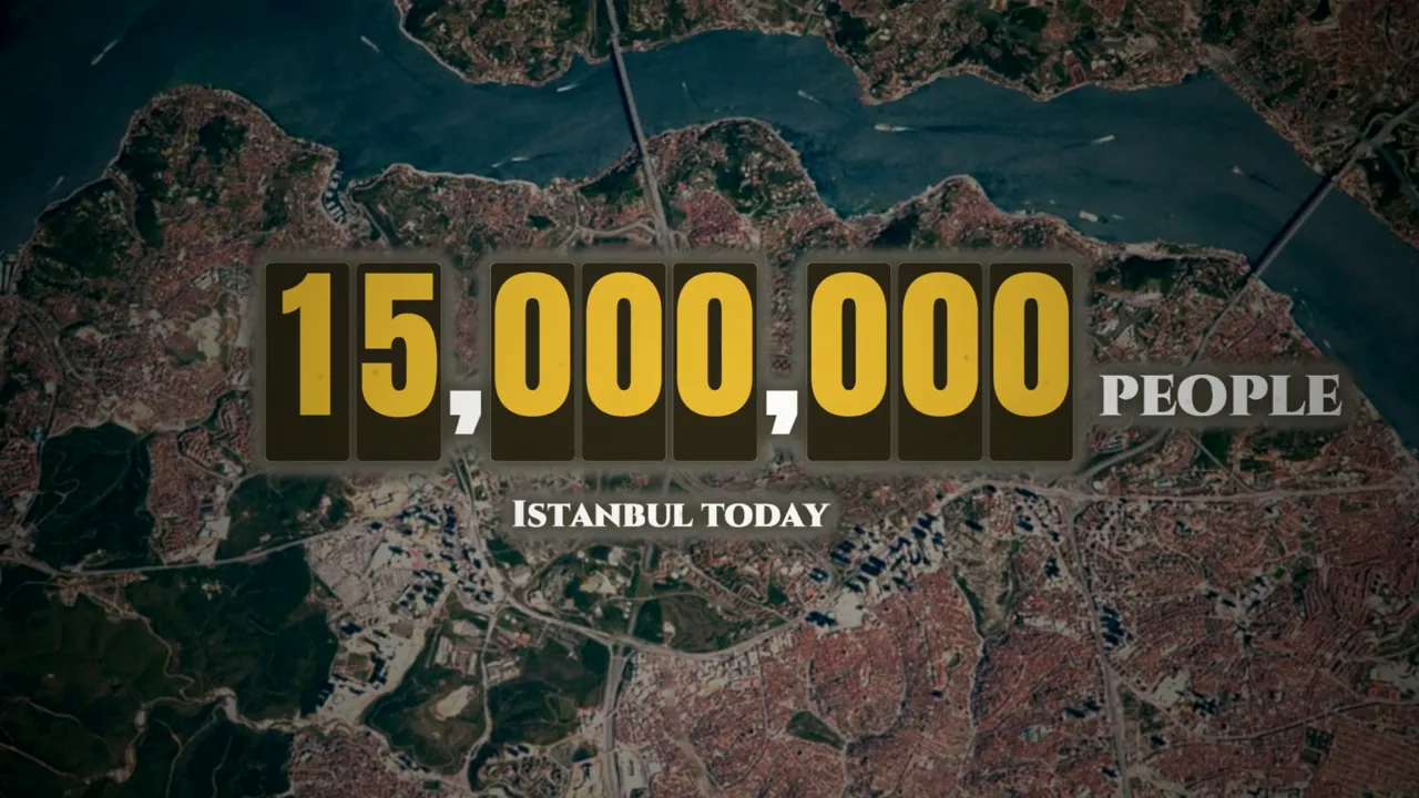 Istanbul today, 15,000,000 people, a frame from the Istanbul render